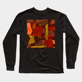 Mazipoodles Psychedelic Egyptian Collage Brown Olive Long Sleeve T-Shirt